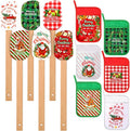 Zhehao 12 Pcs Christmas Silicone Spatulas Pot Holders Set Heat Resistant Pot Holders with Pocket Baking Gifts for Christmas Gift Party Supplies (Fresh Christmas Style)