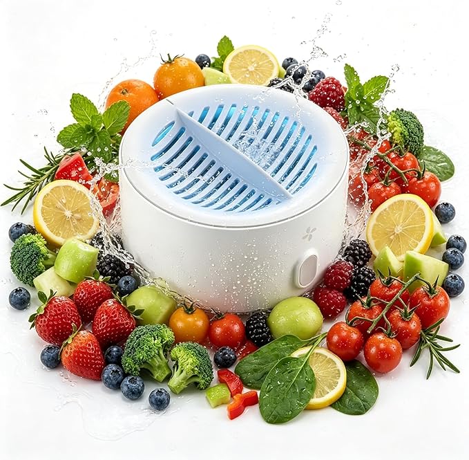 Best Ultrasonic Vegetable Cleaner, Veggie Cleaning Machine, Deep Cleaning Surface Residues, Ipx7 Waterproof Cordless Device for Berries Meat (1pcs)