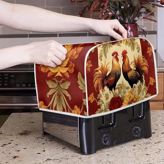 Rooster Toaster and Blender Cover Set Washable Coffee Maker Appliance Covers Sunflower Kitchen Accessories Size S
