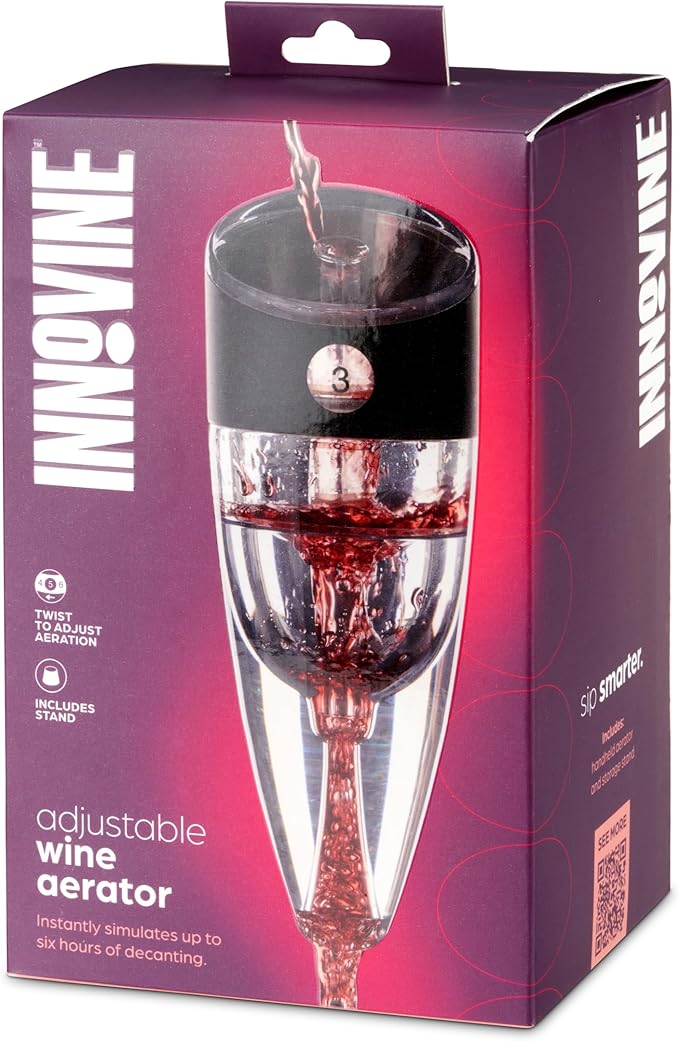 Innovine Wine Aerator, Instant Decanter with Adjustable Dial to Custom Aeration, Enhance Flavor, Smooth Pour, Perfect for White and Red Wines, Home Bar Accessories, Set of 1, Graphite