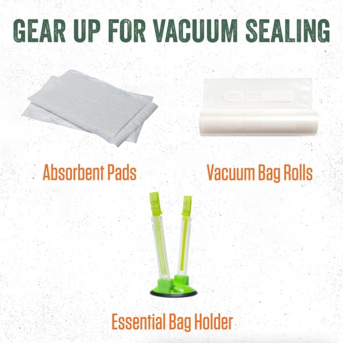 LEM Products MaxVac 100 Vacuum Sealer Machine, Compact Food Vacuum Sealer for Freezer Storage, Includes Bag Roll Holder, Bag Roll