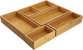 Elama 5 Piece Bamboo Wood Drawer Organizer Tray, Utensil Storage, Desk Drawer Storage (5 Piece Trays)