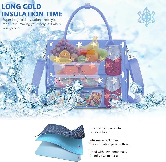 MIYCOO Lunch Bag Lunch Box Women - Leakproof Insulated Lunch Cooler Bag for Women - Large Lunch Tote Bags Adults, Blue Pentagram