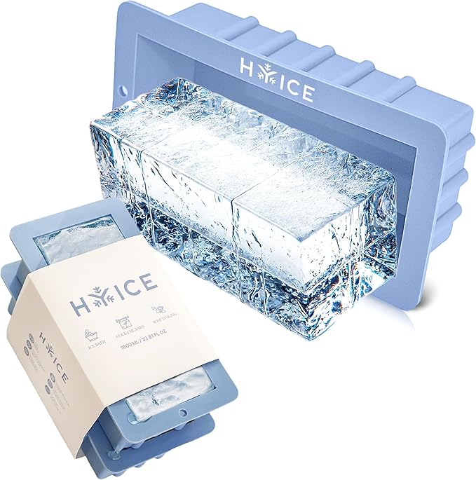 HYICE® 2-Pack Large Ice Block Molds for Coolers & Cold Plunge - 2.5 LB Silicone Ice Tray for Camping & Recovery
