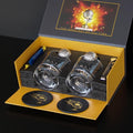 NobleSip® Whiskey GOLF Glasses 𝗣𝗥𝗘𝗠𝗜𝗨𝗠 Set: 2 Glasses, 2 Steel Chilling Balls, 2 Coasters. Best way for a player, fan to enjoy his Old Fashioned Cocktails. Golfer bourbon home bar gift