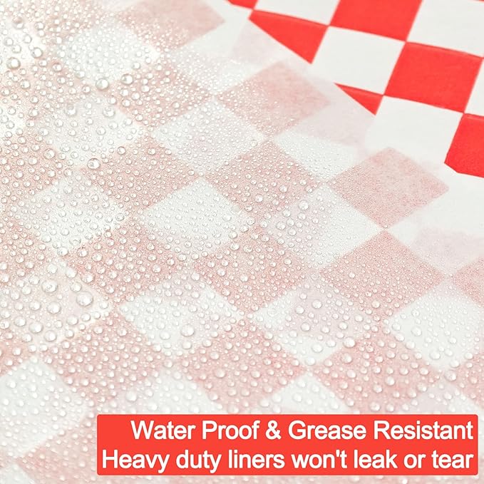 960 Pieces Deli Wax Paper Sheets 12 x 12 inches Checkered Sandwich Wrapping Paper Food Basket Liners for Food Serving, Party, Festival and Outdoors, Red