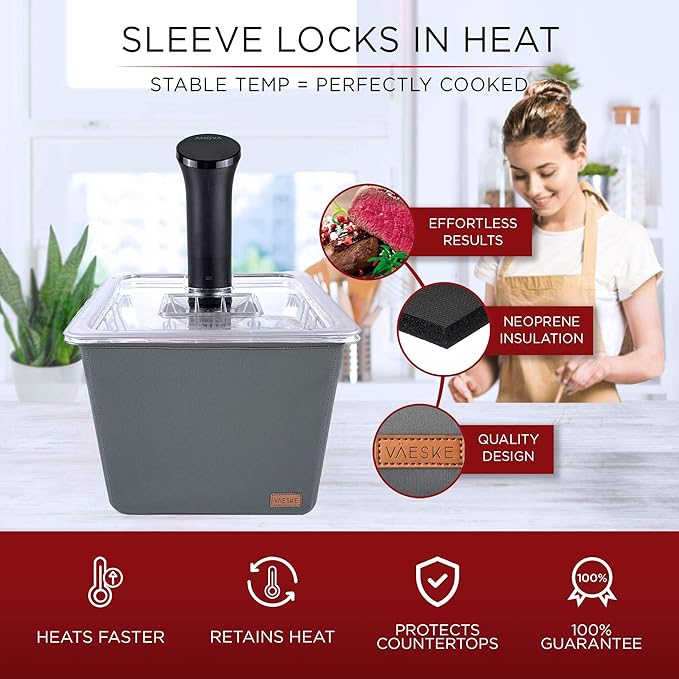 Väeske 12 + 26 QT Insulated Sous Vide Container Set with Lids & Neoprene Sleeves – Dual-Size Water Bath Containers for Precision Cooking – Compatible with Anova, Joule, Instant Pot, Nano