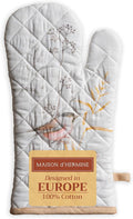Maison d'Hermine Oven Gloves 100% Cotton Oven Mitt 7" x 13" with Loop Heat Resistant BBQ Cooking Gloves Baking Grilling Gifts for Mothers Day Spring/Summer (Pack of 1, Meadow Florals - Beige)