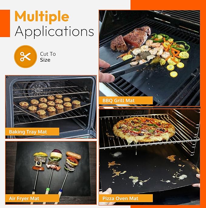 3 Pack Oven Liners for Bottom of Oven, 17"x25" Large Heavy Duty Non-Stick Teflon Mat, Resistant 500°F, BPA & PFOA Free, Reusable for Electric Gas Toaster Microwave Ovens & Grills, Spill Guard