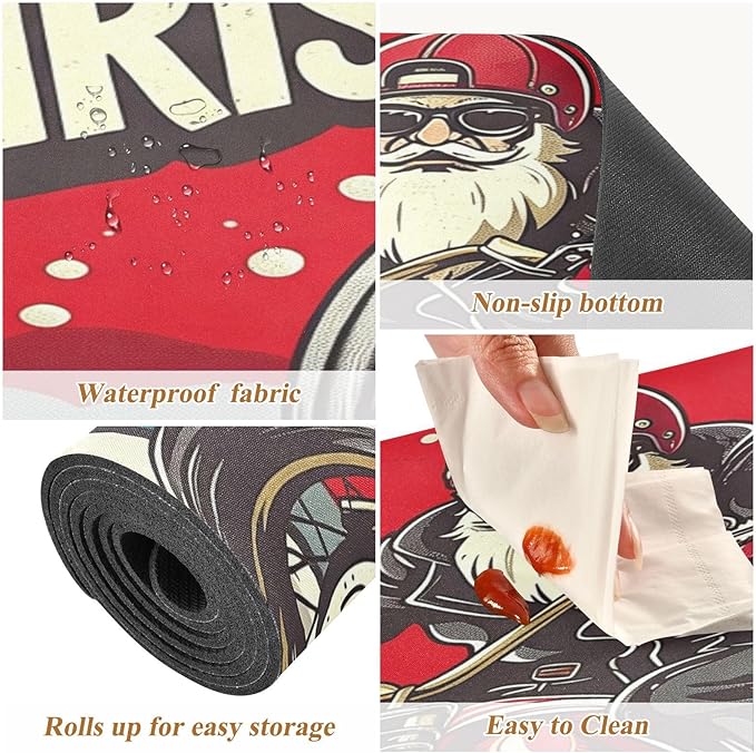 ALAZA Santa Claus Motorcycle Trivet Table Runner 40 Inches Long Trivet for Hot Pots and Pans/Hot Dishes,Table Protector Heat Up to 230F, Decorative Hot Plates Mat for Kitchen Countertop