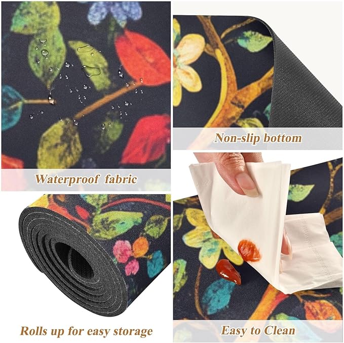 2 in 1 Heat Resistant Table Runner Trivet for Hot Pots and Pans 39 x 12 Inch Long Hot Pad Decorative Table Protector for Kitchen Countertop Tree of Life Floral Leaves