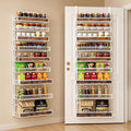 9 Tier Over the Door Pantry Organizer 2 IN 1 Hanging or Wall Mounted Spice Rack with Adjustable Basket,Heavy Duty Seasonning Storage Shelf for Kitchen Pantry and Bathroom White