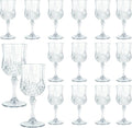 16 Pack Plastic Wine Glasses,10oz Unbreakable Vintage Style Goblets,Reusable Crystal Like Drinking Glass for Wedding Reception, Party Supplies (Clear)