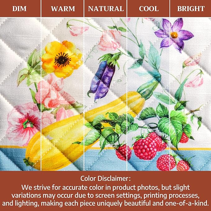 Maison d' Hermine Pot Holders 100% Cotton Heat Resistant Potholders 8" x 8" Hot Pads with Loop BBQ Cooking Baking Gifts for Mothers Day Handling Hot Pans Spring/Summer (Pack of 1, Giverny)