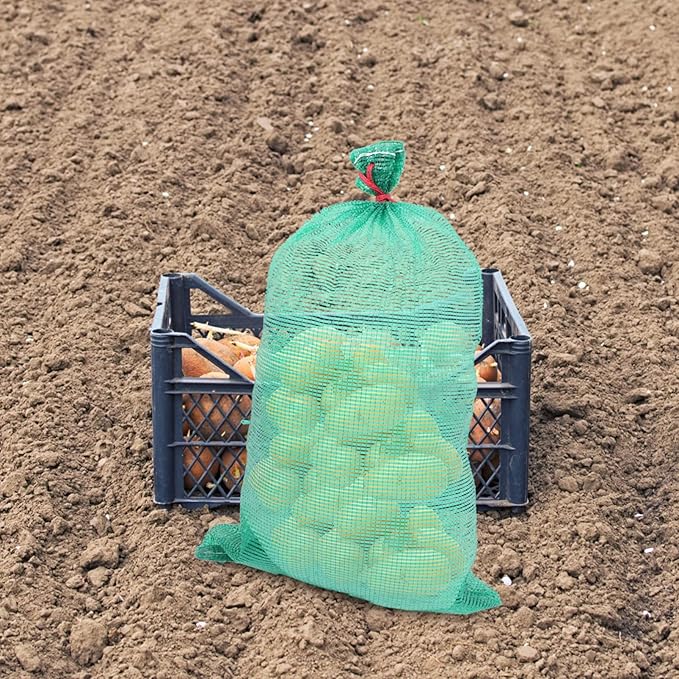 Yardwe 50pcs Mesh Produce Bags for Vegetables Onion and Potato Storage Bags Breathable Drawstring Grocery for Fruits and Root Vegetables Lightweight and Design