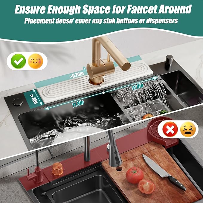 Stone Faucet Mat - Prevent Moisture & Quick Dry, Diatomite Stone Drying (Includes Silicone Feet), for Kitchen and Bathroom Faucets (1 PCS Diatomite Stone Drying Mat)