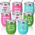 Patelai 8 Pcs Mahjong Tumbler with Straw Lid and Brush 12oz Stainless Steel Insulated Mahjong Cups Double Vacuum Thermal Mugs Mah Jong Accessories for Game Night Party Favor Mah Jong Lovers Gift