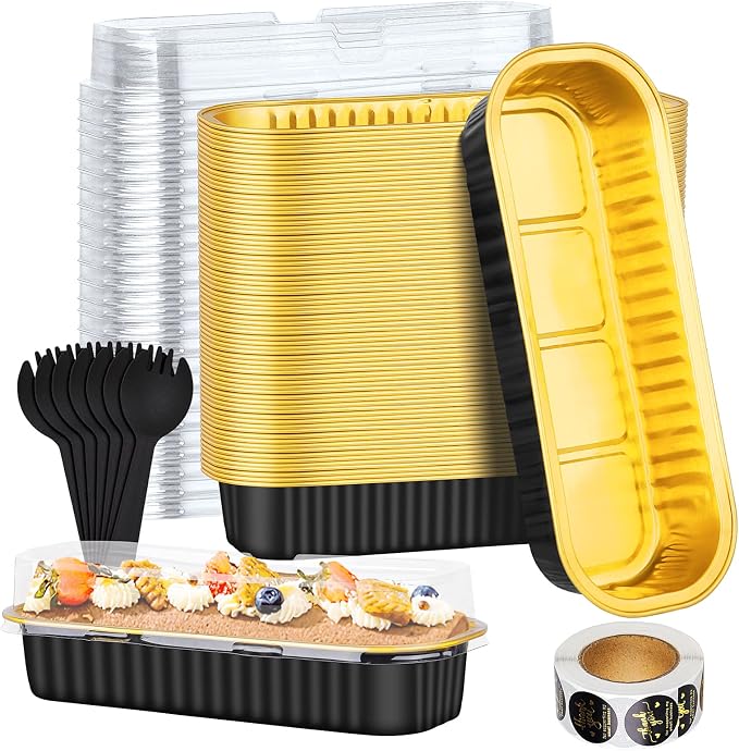 200Pack 6.8oz Mini Cake Pans with Lids Baking Cups Aluminum Foil Pans Tins, Individual Dessert Cups Containers for Sales,Party,Picnics