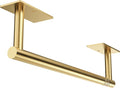 Paper Towel Holder Under Cabinet, Self Adhesive or Wall Mounted SUS304 Stainless Steel Paper Towel Holder for Kitchen, Bathroom, Farmhouse, Barbecue and Laundry (Brushed Gold)