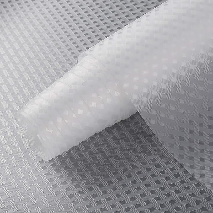 HooTown Shelf Liner Kitchen Cabinet Drawer Mats 23.6 Inch Wide x 196.8 Inch Long, Non Slip EVA Plastic Water Resistant Pad for Bathroom Drawers,Shoe Shelves, Under Sink, Clear
