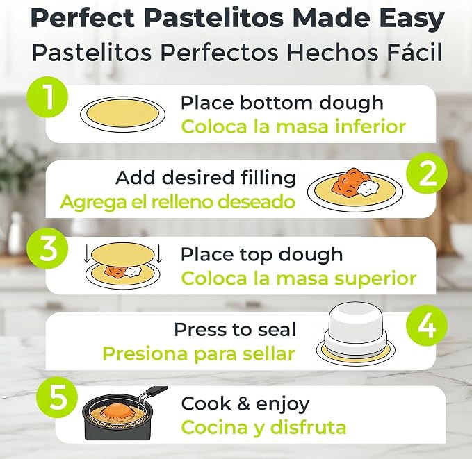 Cortador De Pastelitos Venezolanos [Pack of 2] 9cm and 6.5cm - Sandwich Cutter and Sealer Set - Stainless Steel & Food Grade Plastic Molde Para Pastelitos Venezolanos