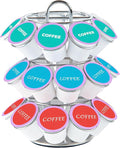 Restaurantware Restpresso 6.7 x 8.7 Inch Coffee Capsule Holder 1 Durable Pod Carousel - Holds 27 K-Cups 360-Degree Rotatable Iron Espresso Pod Organizer Mesh Tray Pods Not Included