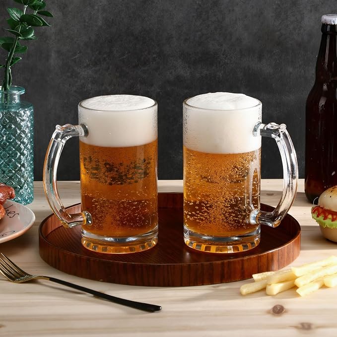 Reallnaive 20 Pack 16 oz Beer Mugs for Oktoberfest Freezer Glass Beer with Handles Mugs Steins German Large Heavy Cups for Men Drinking Gifts