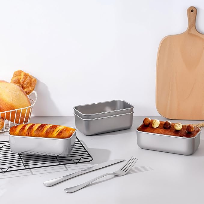 LIANYU 24 Pack 6.3 x 3.5 Inch Mini Loaf Pans for Baking Bread, Stainless Steel Small Bread Loaf Pan Mold for Homemade Meatloaf, Metal Tin Loaf Pan Perfect for Banana Sourdough, Dishwasher Safe