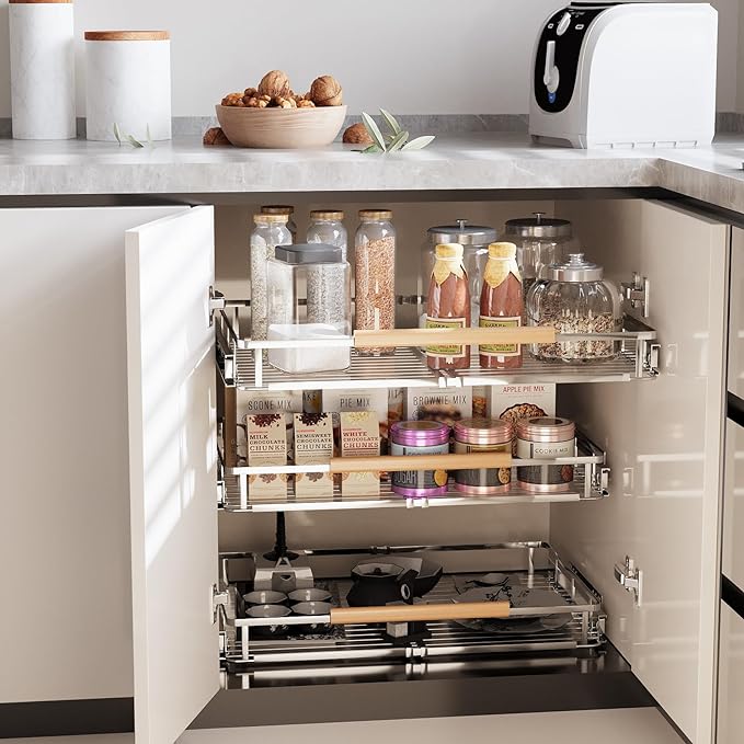 Expandable Pull Out Cabinet Organizer, 23.2-39.9" W x 22.5" D | Adjustable Width, Under Sink Organizer, Drawer Storage Shelves, For Kitchen, Bathroom, Closet, Pantry, Cupboard