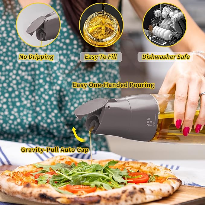 Zuutii Olive Oil Dispenser Drip Free Oil Dispenser Bottle for Kitchen Glass Oil and Vinegar Dispenser Set Olive Oil Bottle Cooking Oil Dispenser Soy Sauce Dispenser Oil Container Gray+White+Yellow