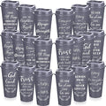Skylety 20 Pack Bulk Christian Gifts for Men Women 16oz Reusable Bible Verse Tumbler Plastic Coffee Cup with Lid Inspirational Religious Church Gift for Teacher Graduation Party Favor (Gray)