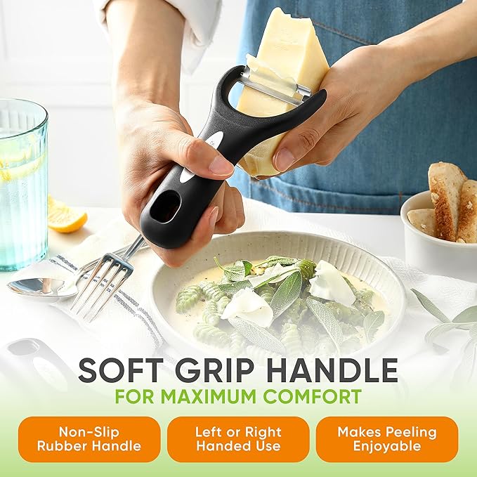 Spring Chef Stainless Steel Magnetic Measuring Cups & Spoons, Set of 9 & Swivel Vegetable Y Peeler with Sharp Blades, Set of 2-4 Product Bundle - Black