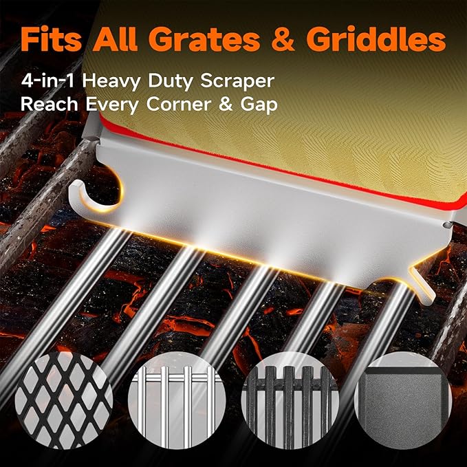TISHI HERY Bristle Free Grill Brush Replaceable Head for Outdoor Grill Cleaning, Safe Steam BBQ Grill Cleaning Pad Replacement for Cast Iron, Stainless Steel, Porcelain, Ceramic Grates - Red