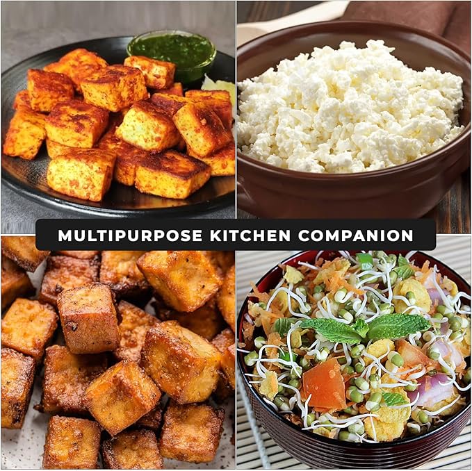 PANCA Stainless Steel Paneer Maker Mould Medium Size, Paneer Press with Lid, Tofu Press Mould Maker, Whey Seperator (Square, 450ml Capacity)