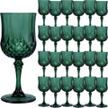 Plastic Wine Glasses, Plastic Goblets Vintage Style Cordial Unbreakable Drinking Glasses, Reusable Drinkware for Wedding Reception, Grand Event Party Supplies (24, Green)