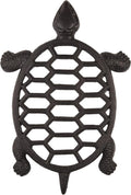 GASARÉ, Cast Iron Trivet for Hot Dishes, Pots, and Pans, Metal Trivet, Sea Turtle Design, Rubber Feet Caps, Ring Hanger, 11.5 x 8 Inches, Brown, 1 Unit