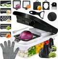Multifunctional 17 in 1 Mandoline Slicer for Kitchen, Potato Slicer & Veggie Chopper with 6 Blades, Peeler, Safety Gloves, Easy Clean Food Chopper