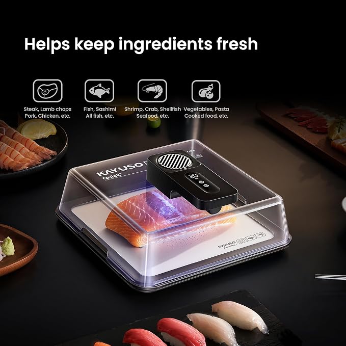 Defrosting Tray for Frozen Meat, USB Rechargeable Meat Defrosting Box with Lid, Aluminum Timable Defrosting Tray BBQ, Airflow Technology, Non Stick Easy to Clean (White)