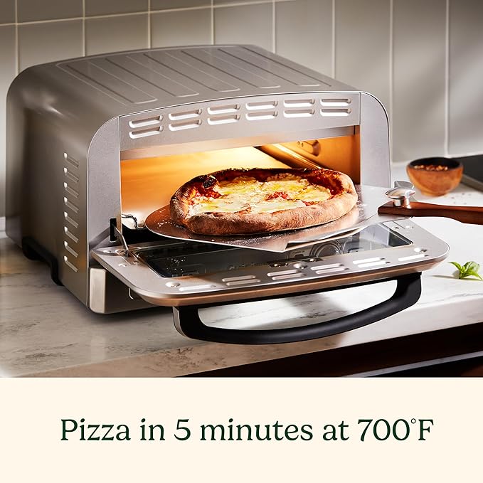 Cuisinart Indoor Pizza Oven, Bakes 12" Pizzas in Minutes, Countertop Electric Pizza Oven Heats up to 700°F, Large Viewing Window, Interior Light, Includes 12.5" Pizza Stone, CPZ-120, Stainless Steel