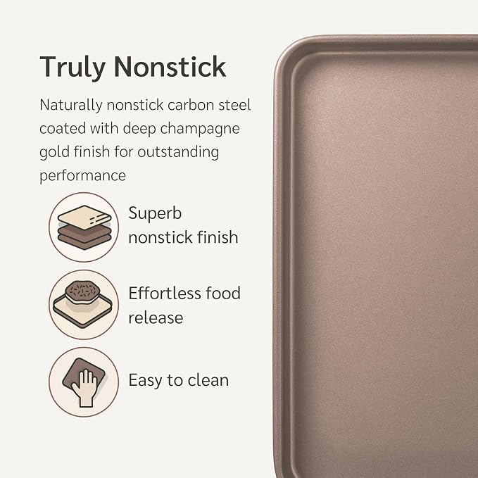 HAPPIELS Nonstick Baking Sheet Set of 2 | PFOA & BPA Free Non Toxic Carbon Steel Cookie Sheets | Best Non Stick Oven Cooking Pans & Half Sheet Pan | Best Nontoxic Baking Trays 18 Inch | PFOA & BPA Free Non Toxic 18x13 inches Large Baking Trays