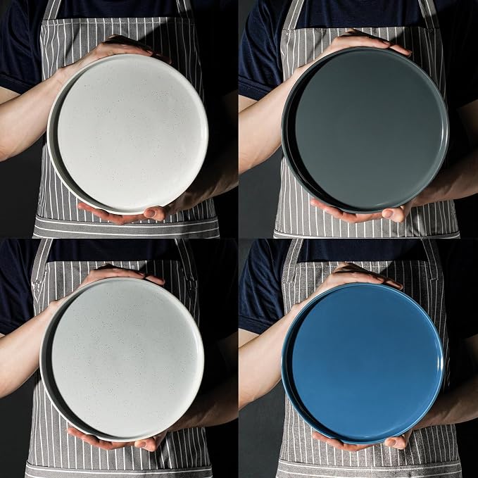 Metflavor Plate Set for 8 Kitchen Plates and Bowls Ceramic Dinner Set for 8, Microwave Safe Plates and Bowls Sets Stone Plate 24 Pieces Dinner Ware Sets Scratch Resistant (Galaxy Mist)