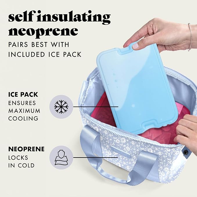 Fit & Fresh Remi Lunch Bag for Women Work – Neoprene Lunch Tote with Containers & Ice Pack, Reusable Meal Prep Lunch Box, Large Capacity, Machine Washable