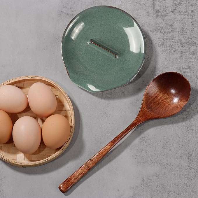 Egg Cracker Spoon Holder, Spoon Rest for Kitchen, Ceramic Spoon Holder for Stove Top, Cooking Spoon Holder,Heat Resistant Utensil Rest for Countertop, Dishwasher Safe