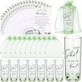 Sliner 100 Set Wedding Favors for Guests Bulk 2oz Acrylic Take a Shot We Tied the Knot Shot Glasses with Thank You Cards Organza Bags for Guest Souvenir Wedding Bridal Shower Gifts (Sage Green,Black)