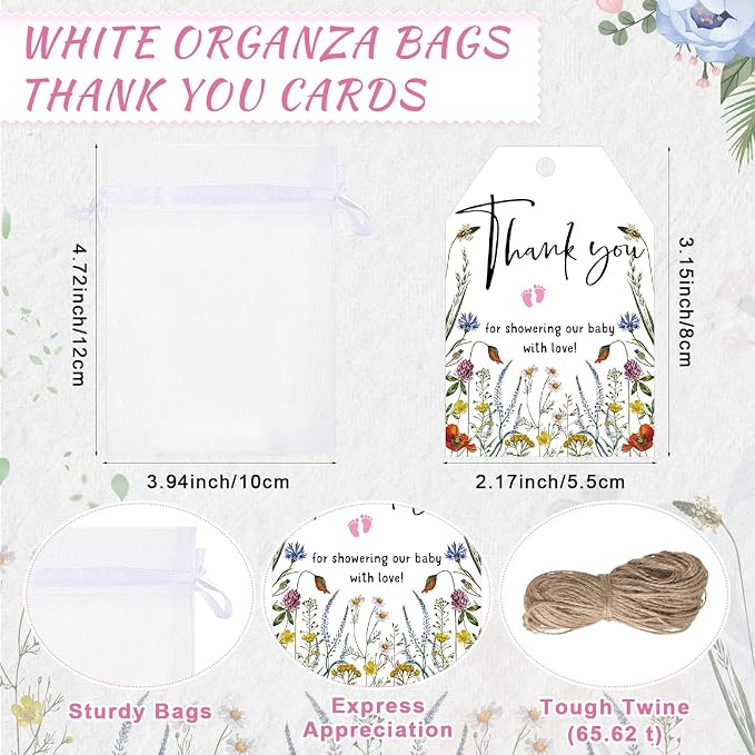 50 Sets Baby Shower Favor for Guests Acrylic Shot Glasses with Bottle Opener Keychains Thank You Tags and Bags Gender Reveal Party Favors for Guest Baby Shower Return Gift(Bloom)