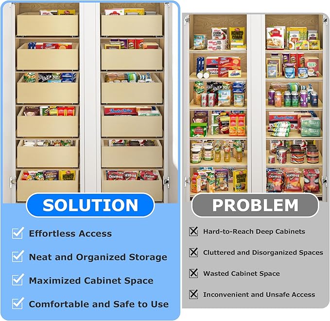 WelFurGeer Soft Close Pull Out Drawers for Cabinets, 26" W x 22" D Pull Out Cabinet Organizer, Cabinet Roll Out Drawers, Heavy-Duty Pull-Out Cabinets Drawer for Home & Kitchen Organization