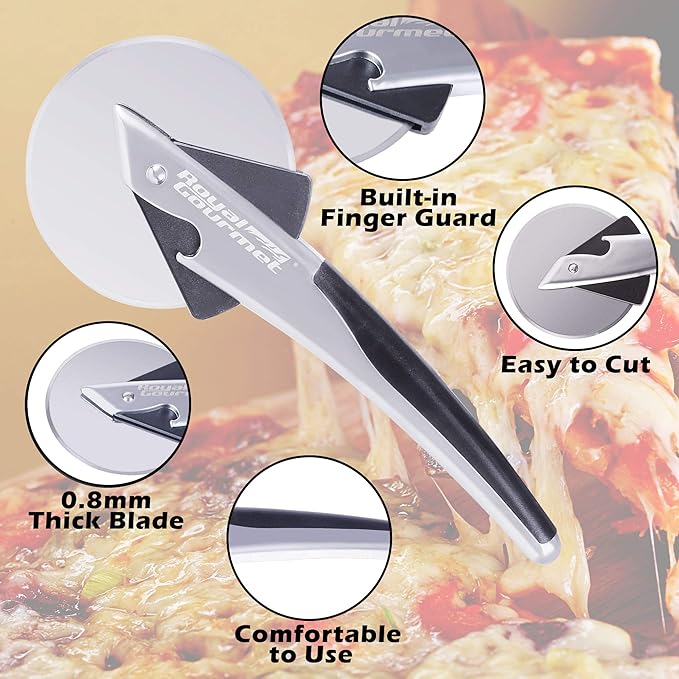 Royal Gourmet KSF1305 2 Piece Pizza Stone Set for Grill and Oven, 13 Inch Round Pizza Stone and Pizza Wheel Cutter, Baking Accessories