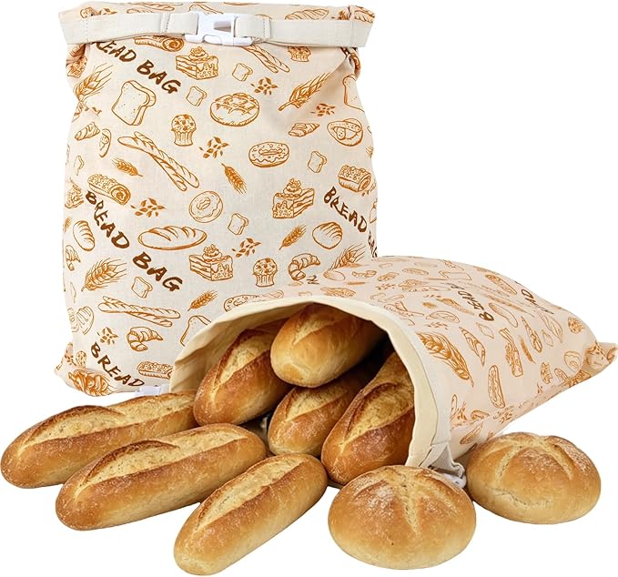 Beeswax Bread Bags for Sourdough & Homemade Bread，Reusable Cotton Storage Bags，Extra Large Airtight Food Keeper to Keep Fresh