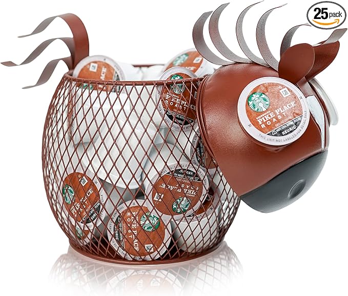 Made Easy Kit Coffee Pod Organizer - Home Coffee Bar Functional Décor - Café Station Countertop Storage Accessories (Brown Horse)