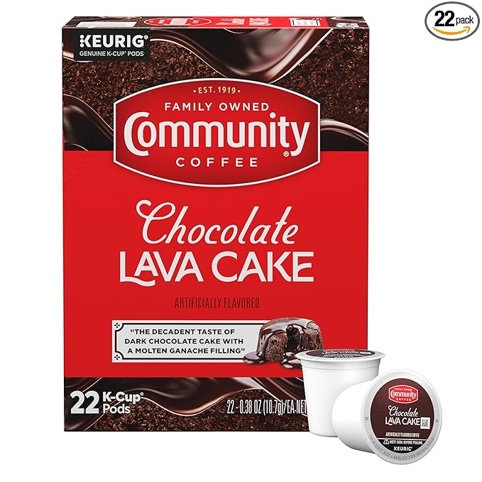 Community Coffee Chocolate Lava Cake Flavored 22 Count Keurig K-Cup Coffee Pods, Medium Roast, 22 Count (Pack of 1)